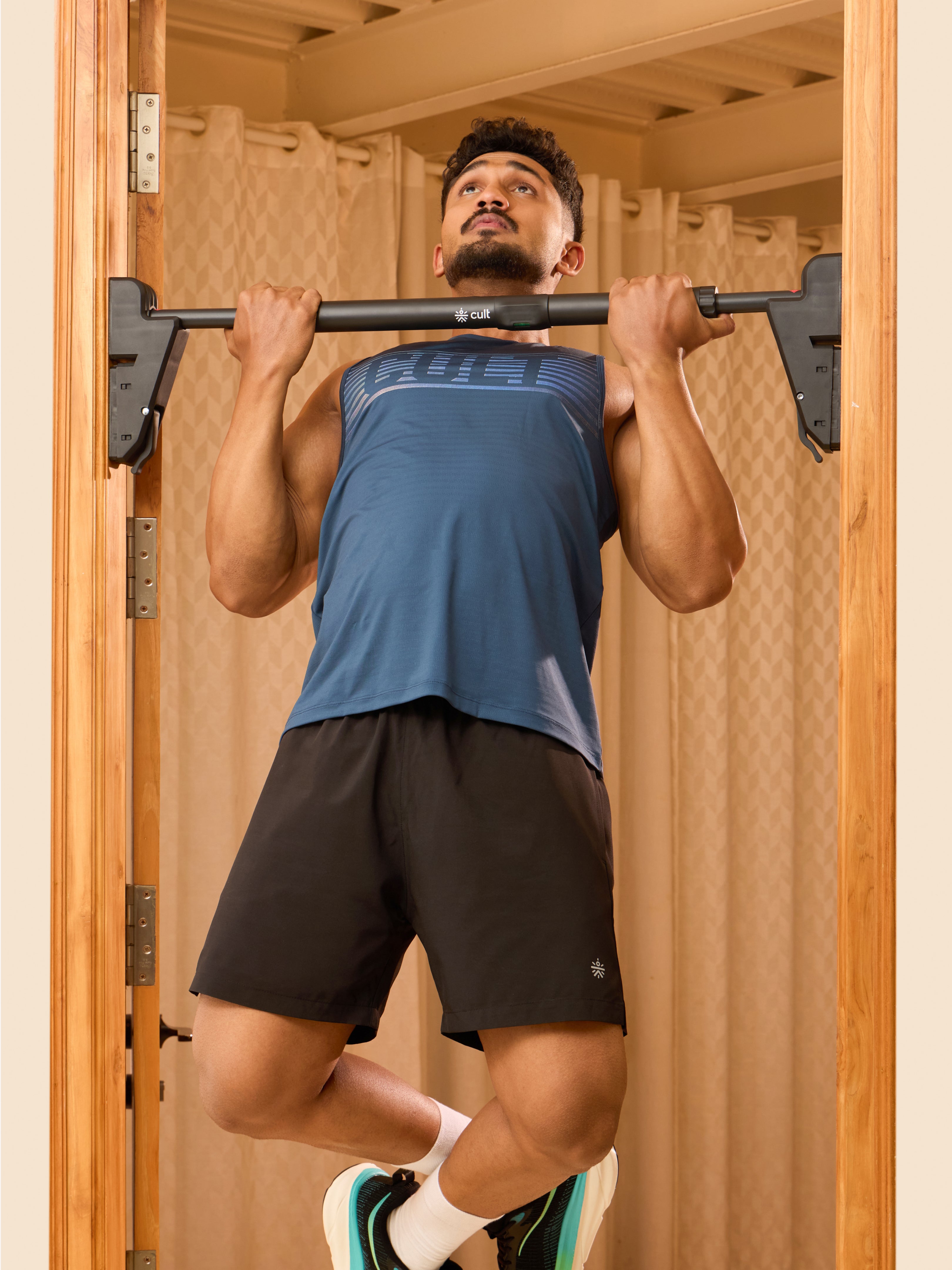 Cult Adjustable Pull-Up Bar for Doorway | Heavy-Duty Steel | Multi-Grip Home Gym Bar for Pull Ups, Chin Ups & Core Workout | Size - 76-110cm