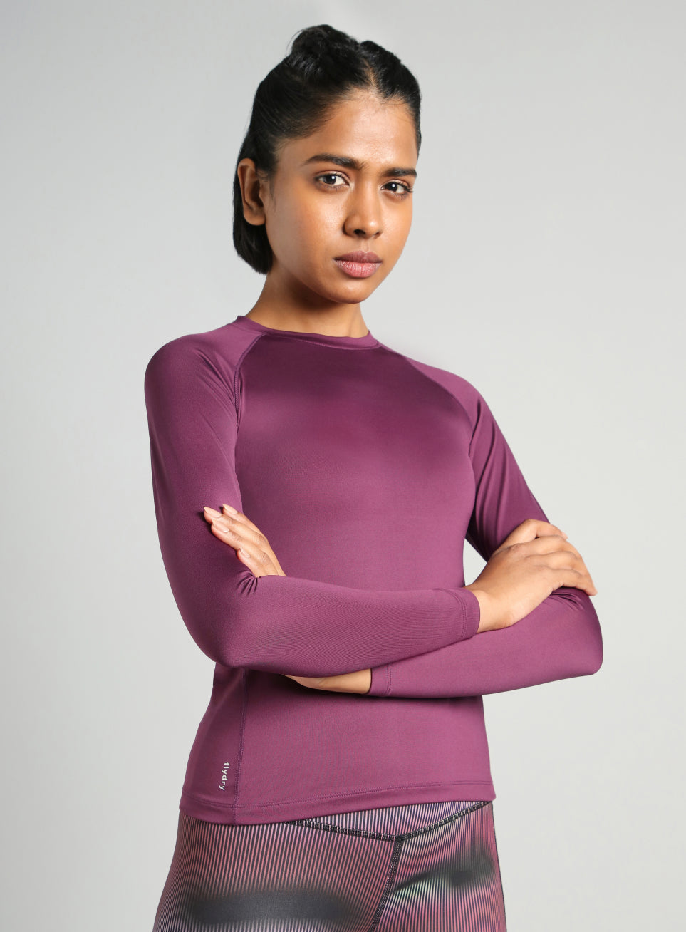 Women's Purple Power Full Sleeve Compression T-shirt
