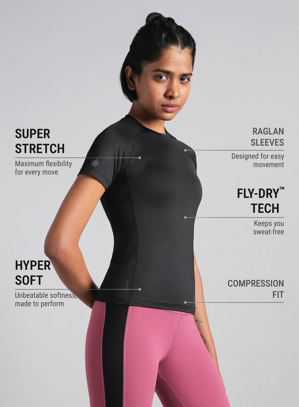 Women's Black Power Compression T-shirt