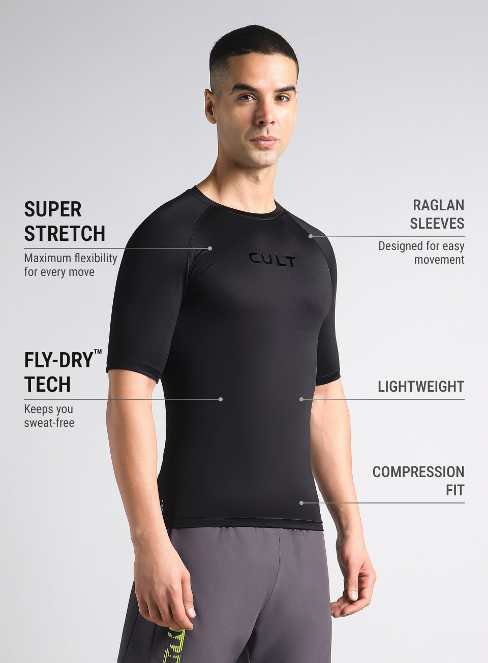 Men's Black Power Compression Full Sleeve T-shirt