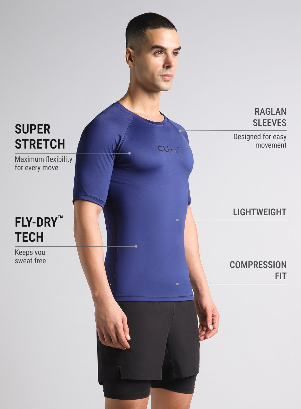 Men's Navy Power Compression Full Sleeve T-shirt