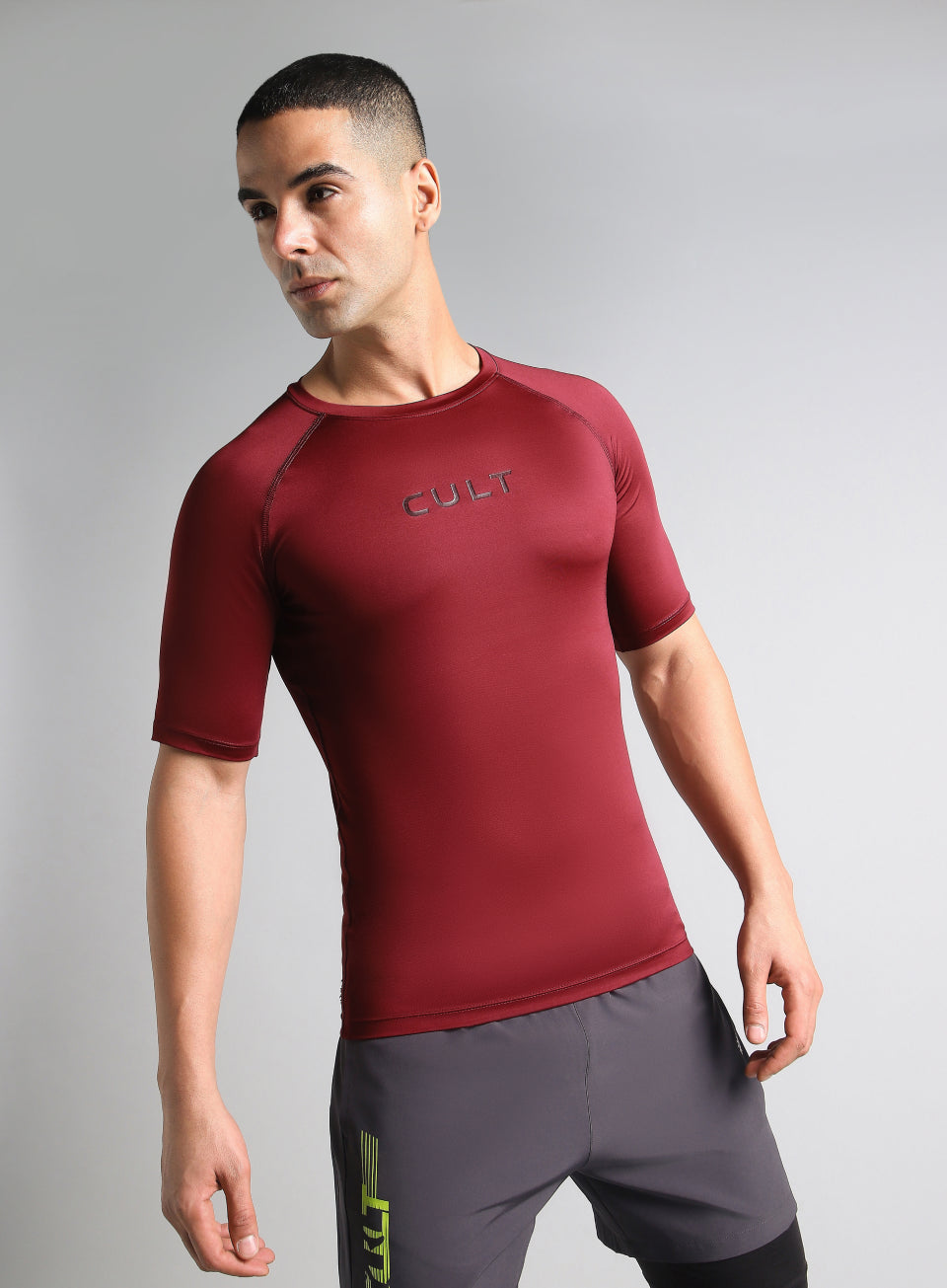 Men's Maroon Power Compression Full Sleeve T-shirt