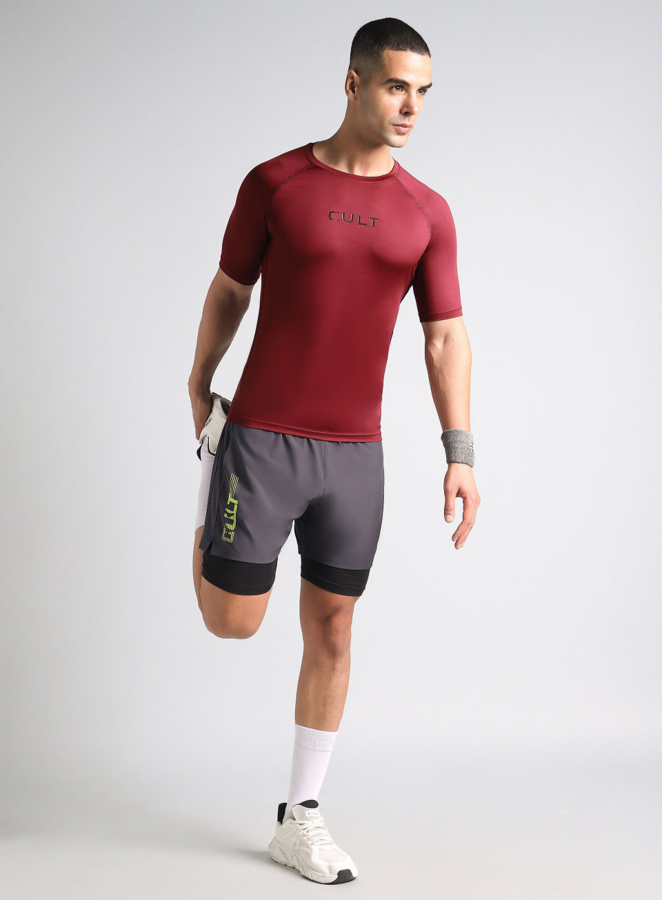 Men's Maroon Power Compression Full Sleeve T-shirt