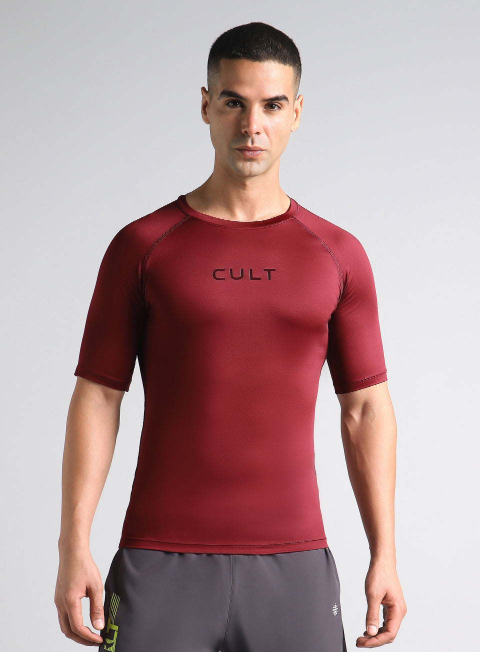 Men's Maroon Power Compression Full Sleeve T-shirt