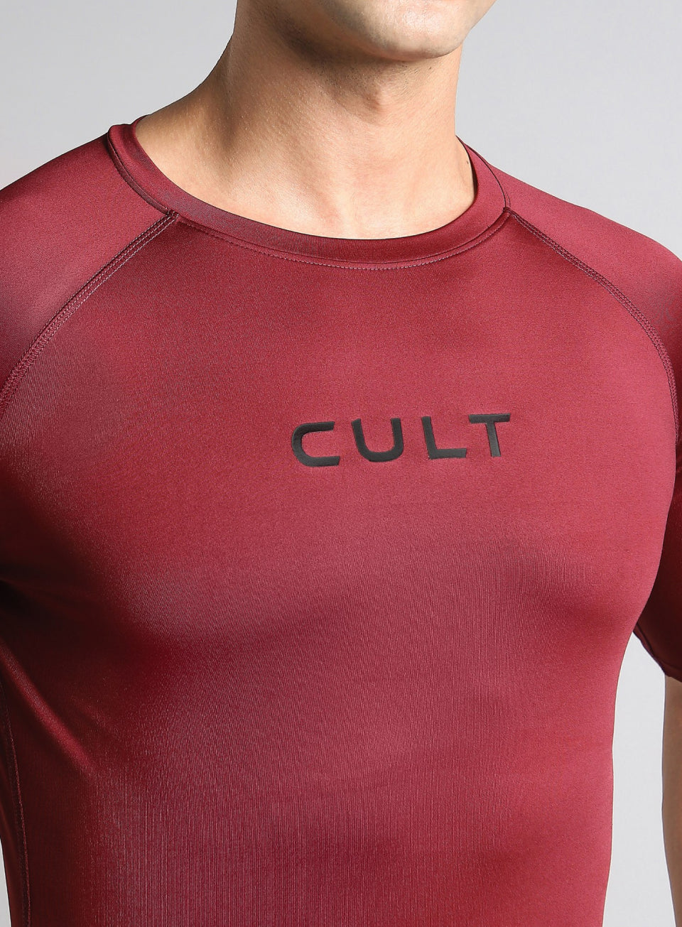 Men's Maroon Power Compression Full Sleeve T-shirt