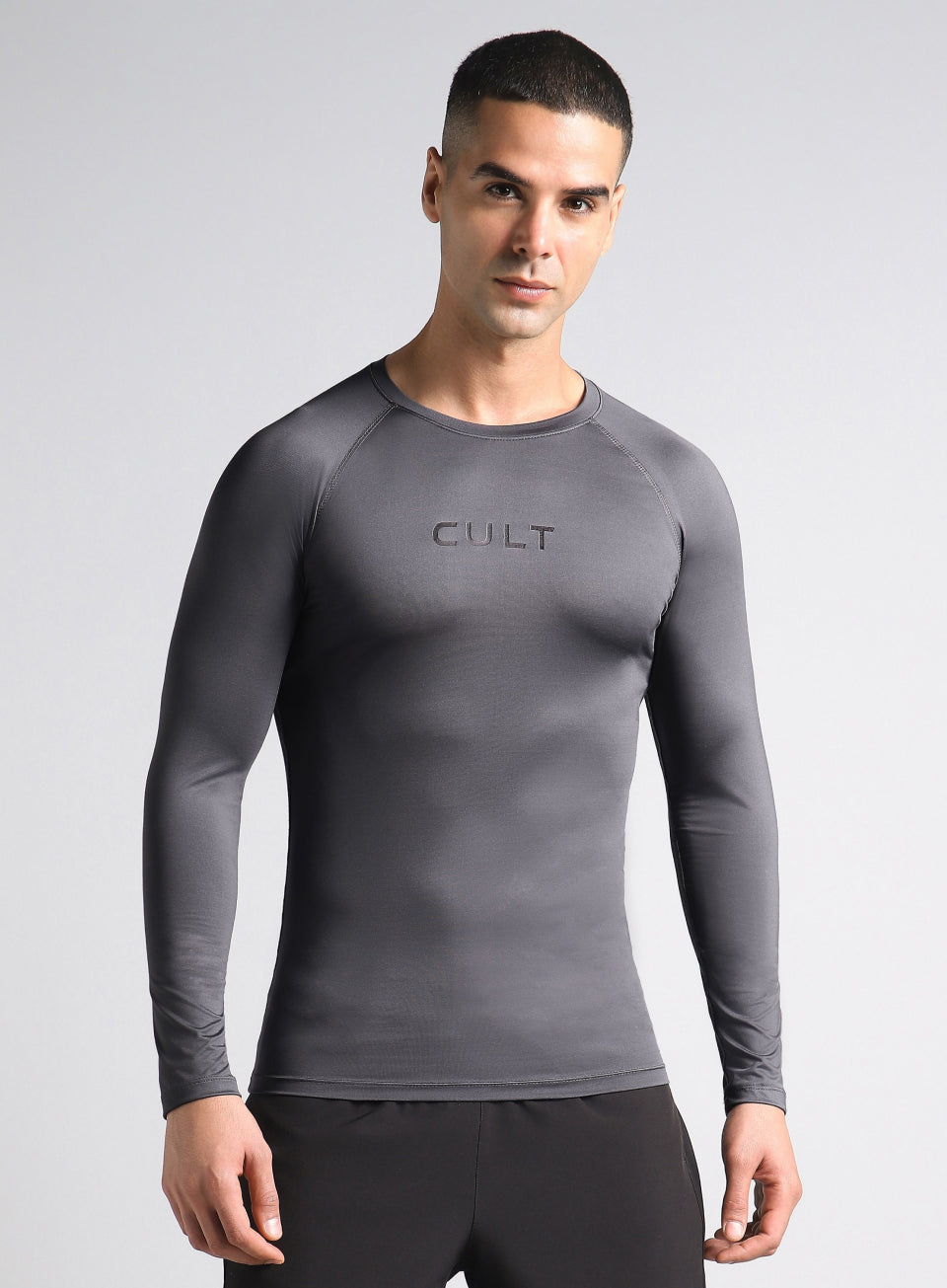 Men's Dark Grey Power Compression Full Sleeve T-shirt