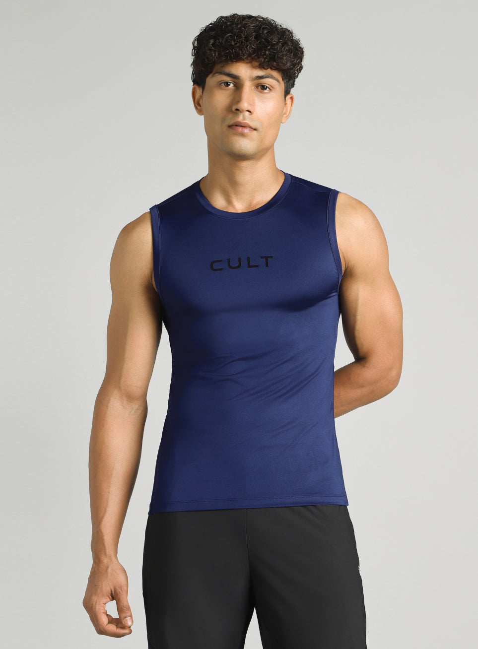 Men's Navy Power Lifter Compression Tank
