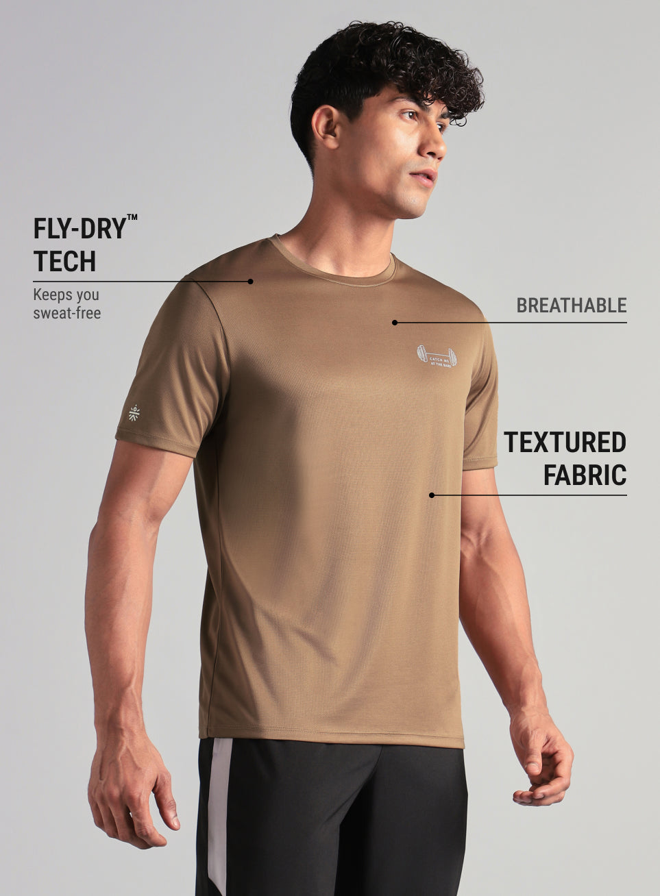 Men's Brown Training Graphic T-Shirt