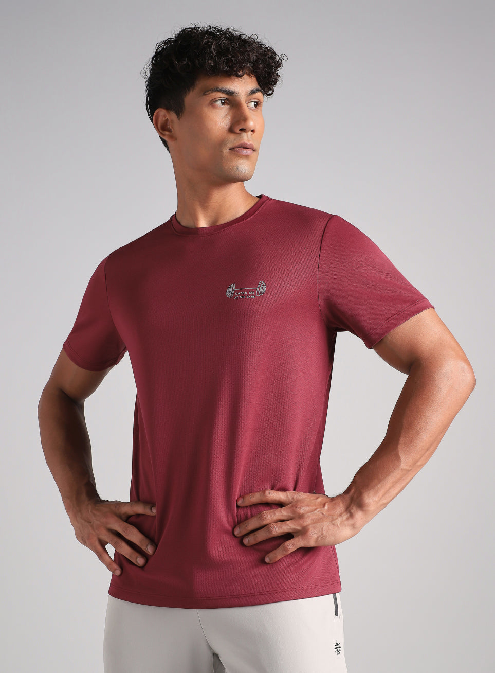 Men's Maroon Training Graphic T-Shirt