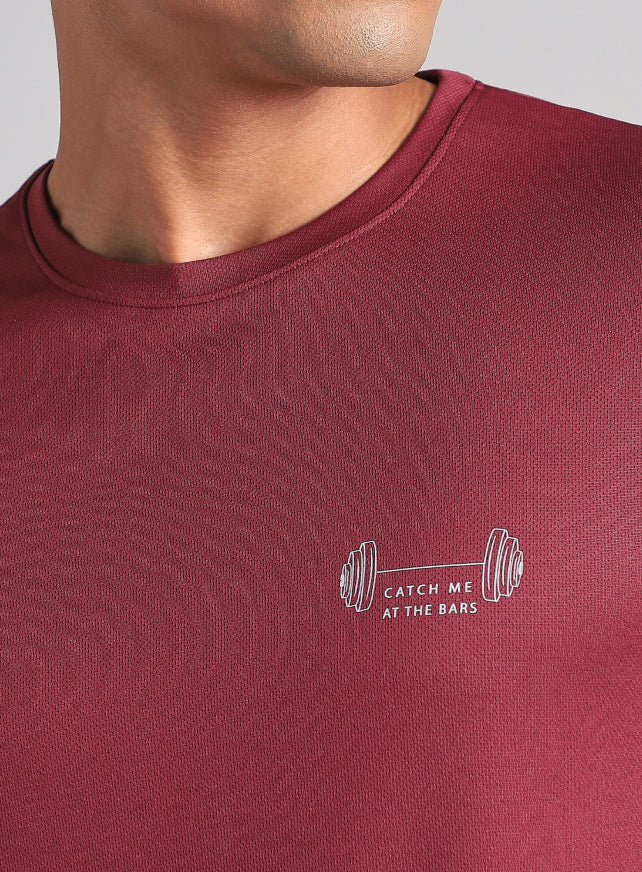 Men's Maroon Training Graphic T-Shirt