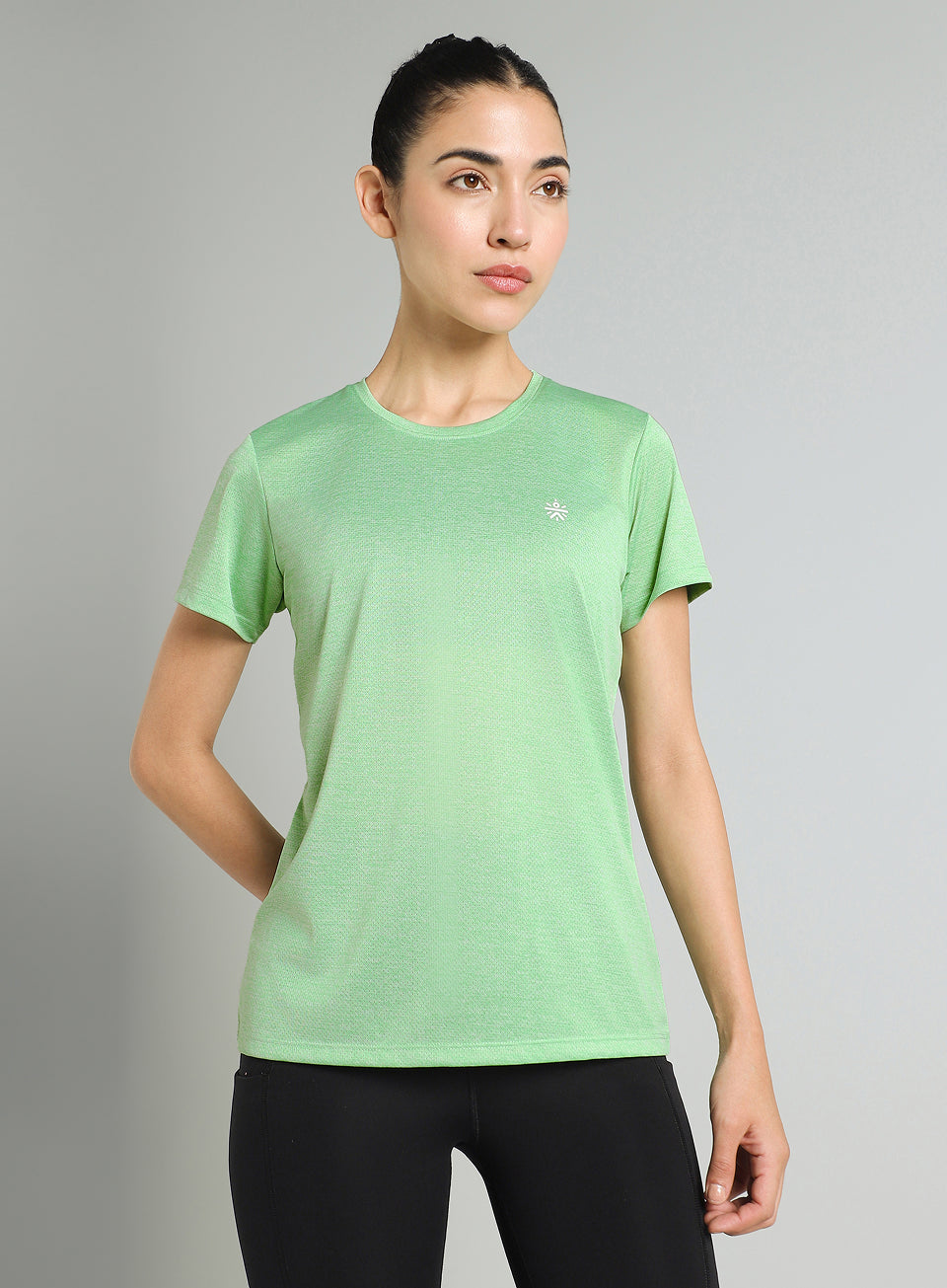 Women's Green Textured Active T-Shirt