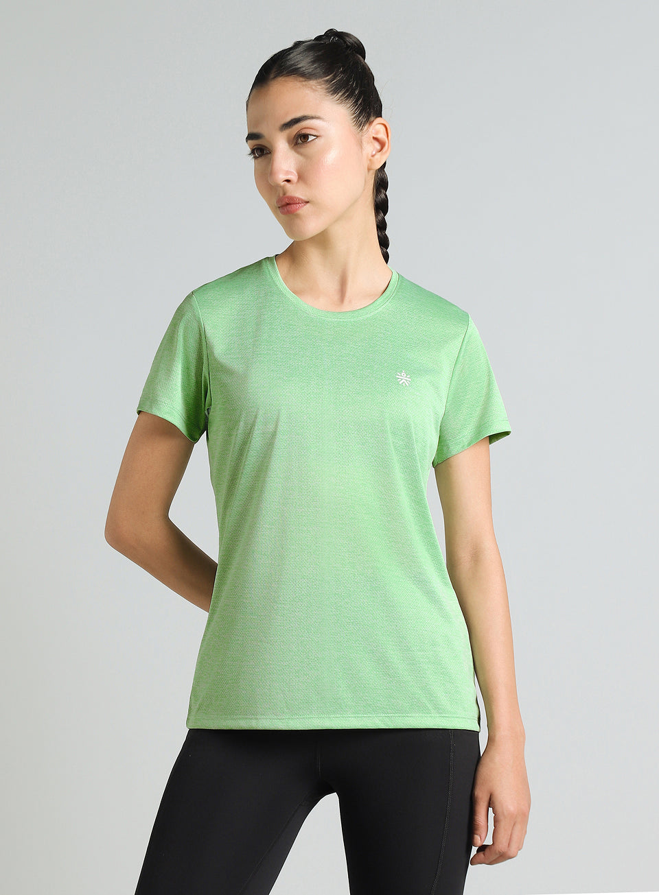 Women's Green Textured Active T-Shirt