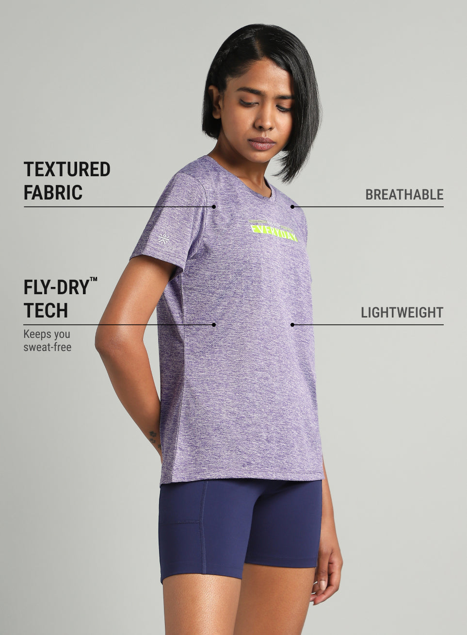 Women's Purple Training Textured T-shirt