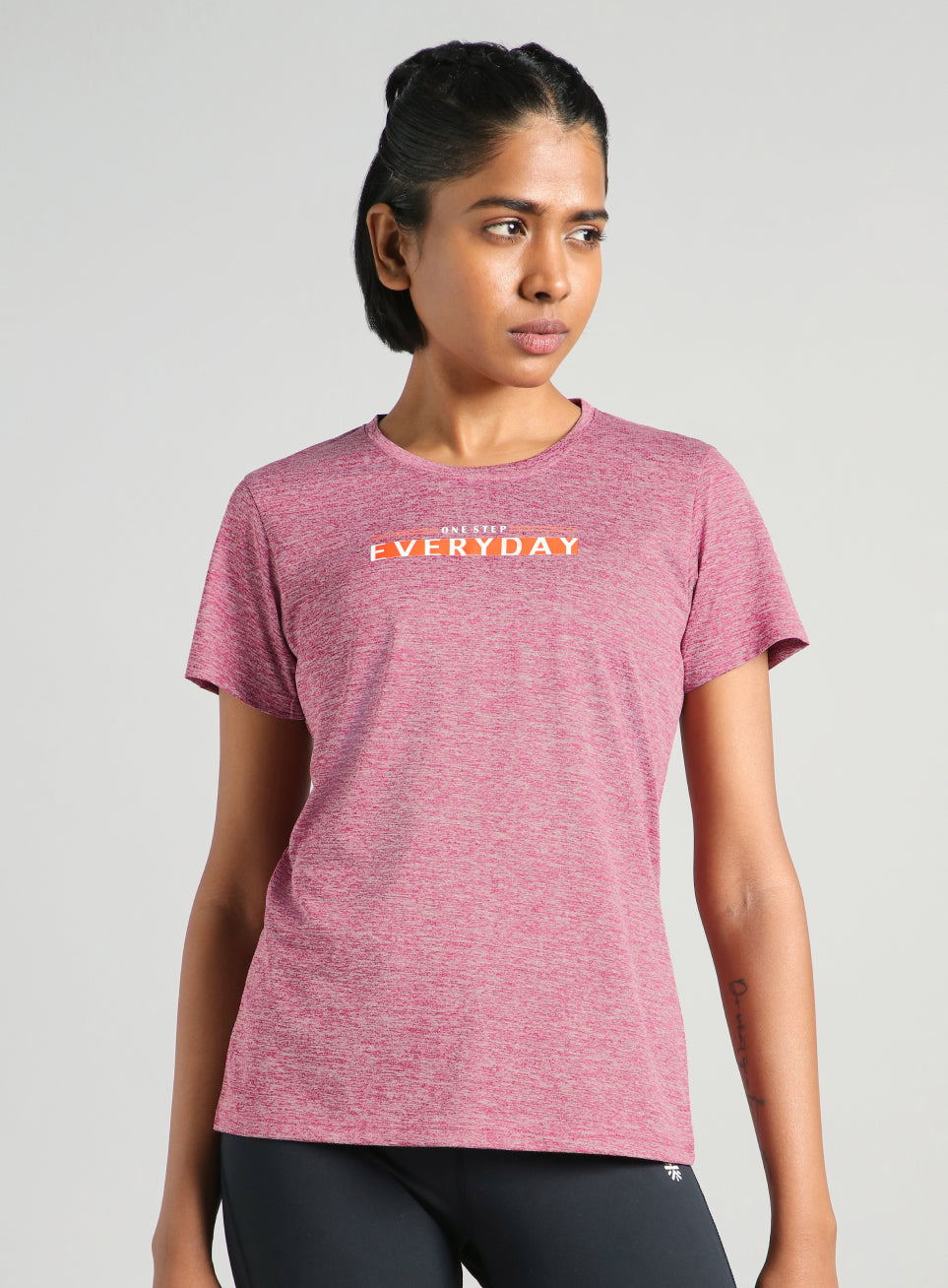 Women's Pink Training Textured T-shirt