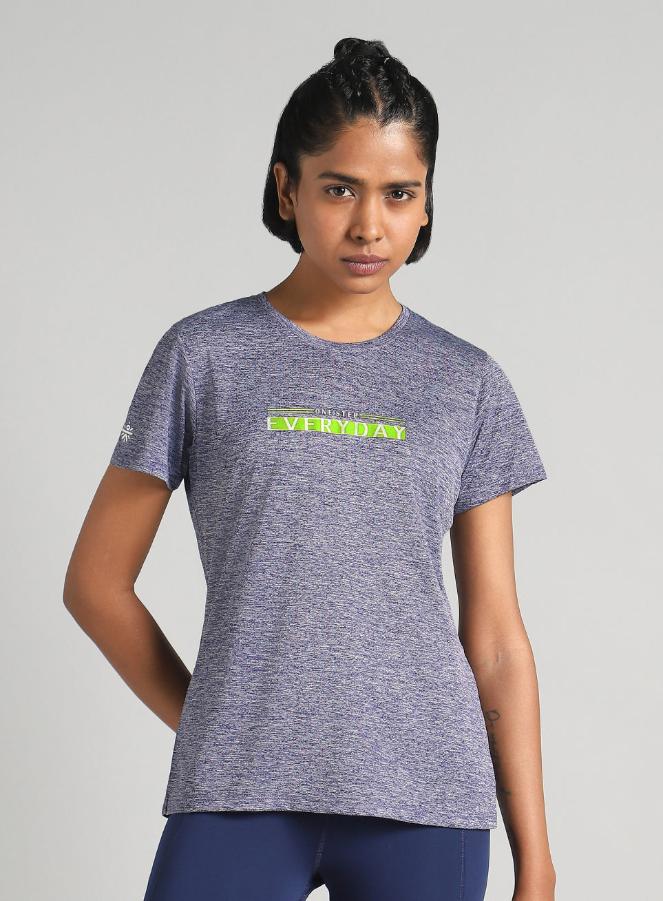 Women's Blue Training Textured T-shirt