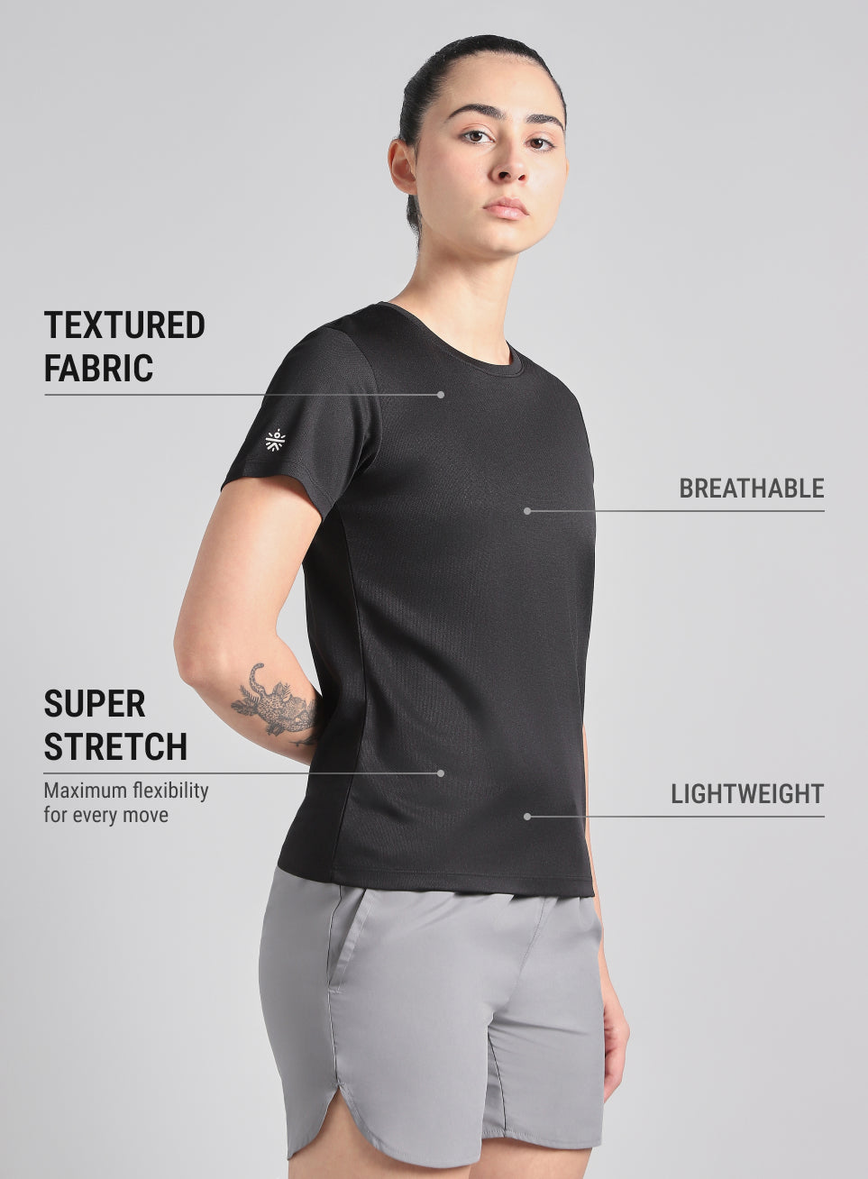 Women's Black Melange Performance T-Shirt