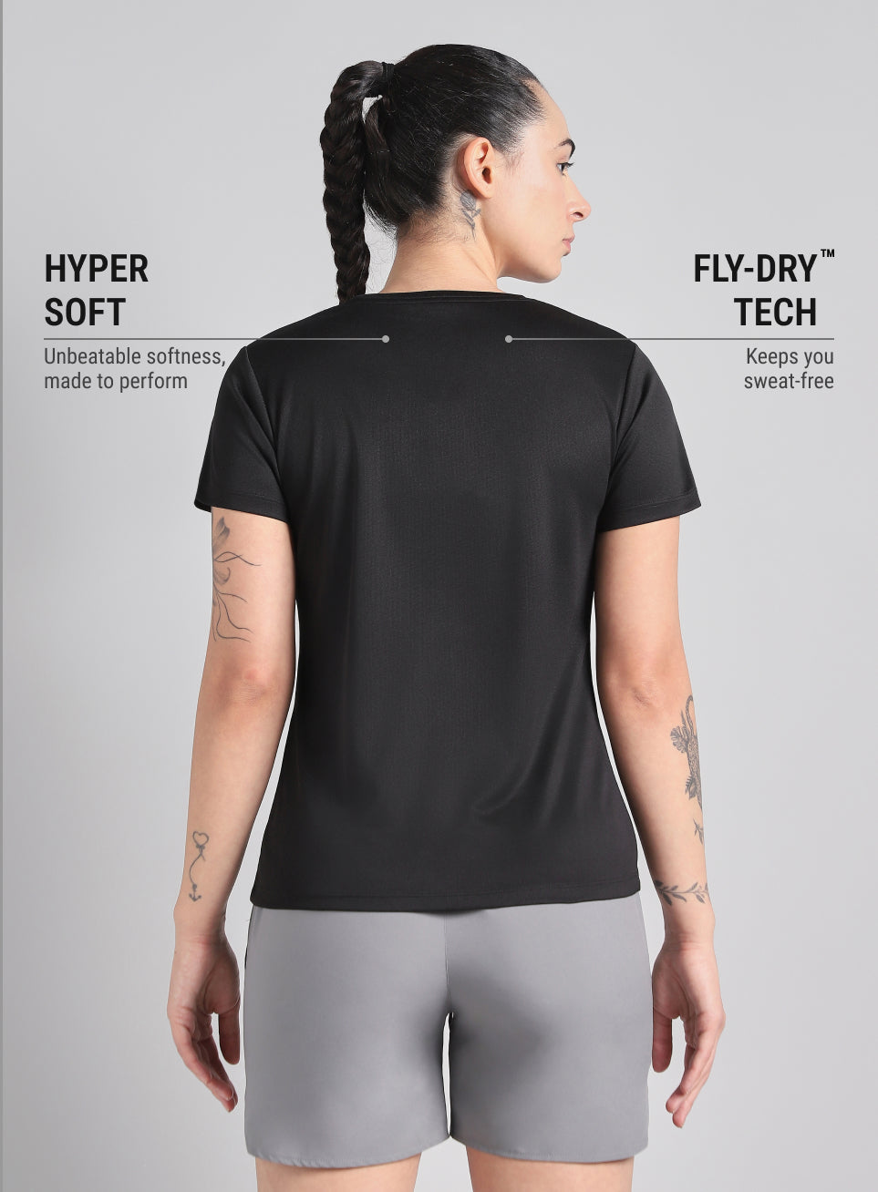 Women's Black Melange Performance T-Shirt