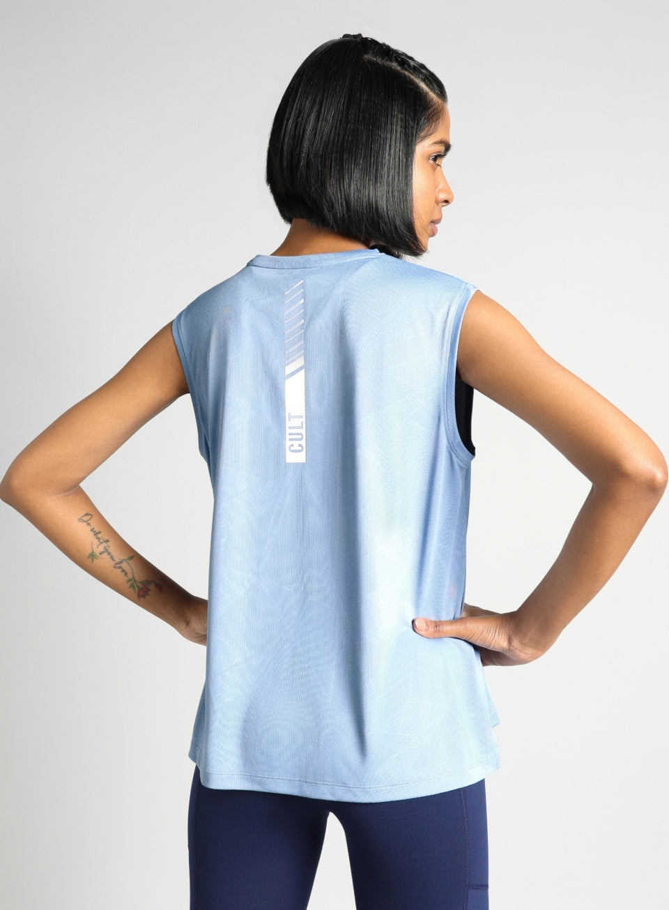 Women's Blue Boxy Fit Training Tank