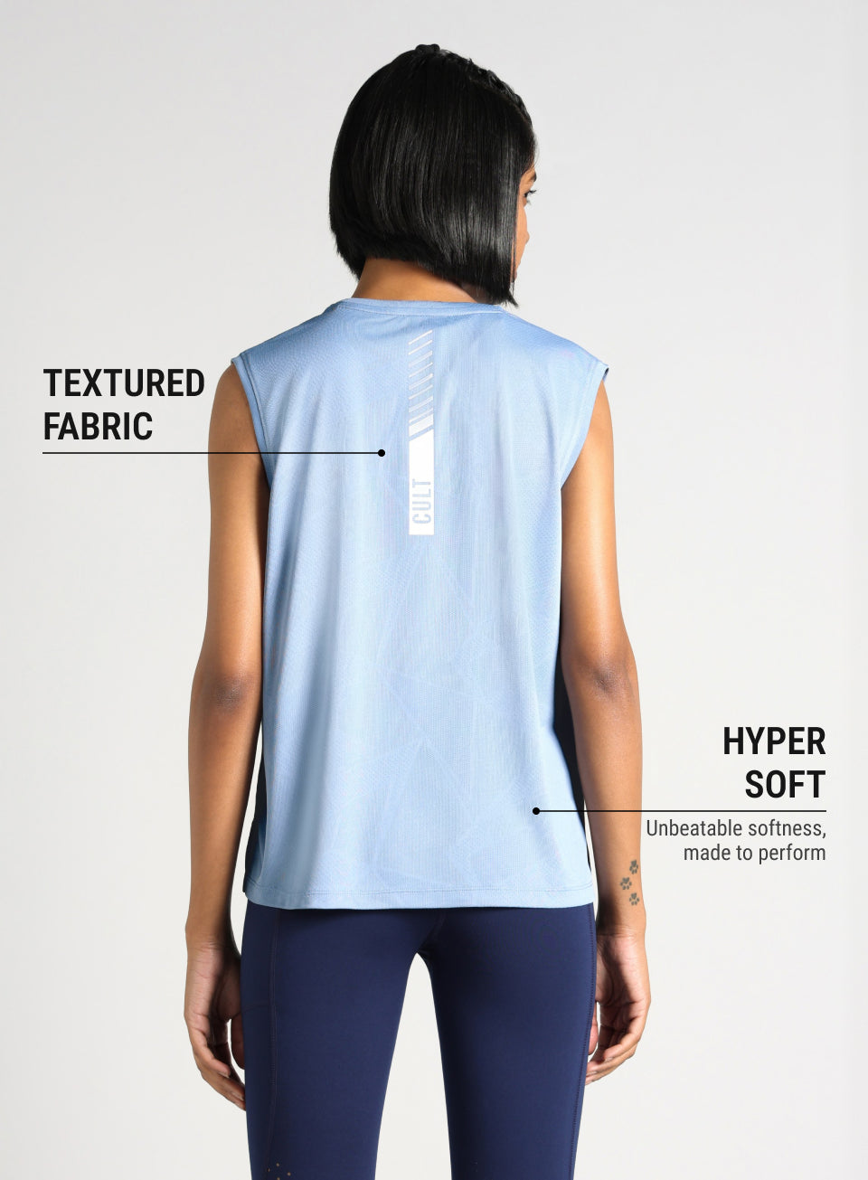 Women's Blue Boxy Fit Training Tank