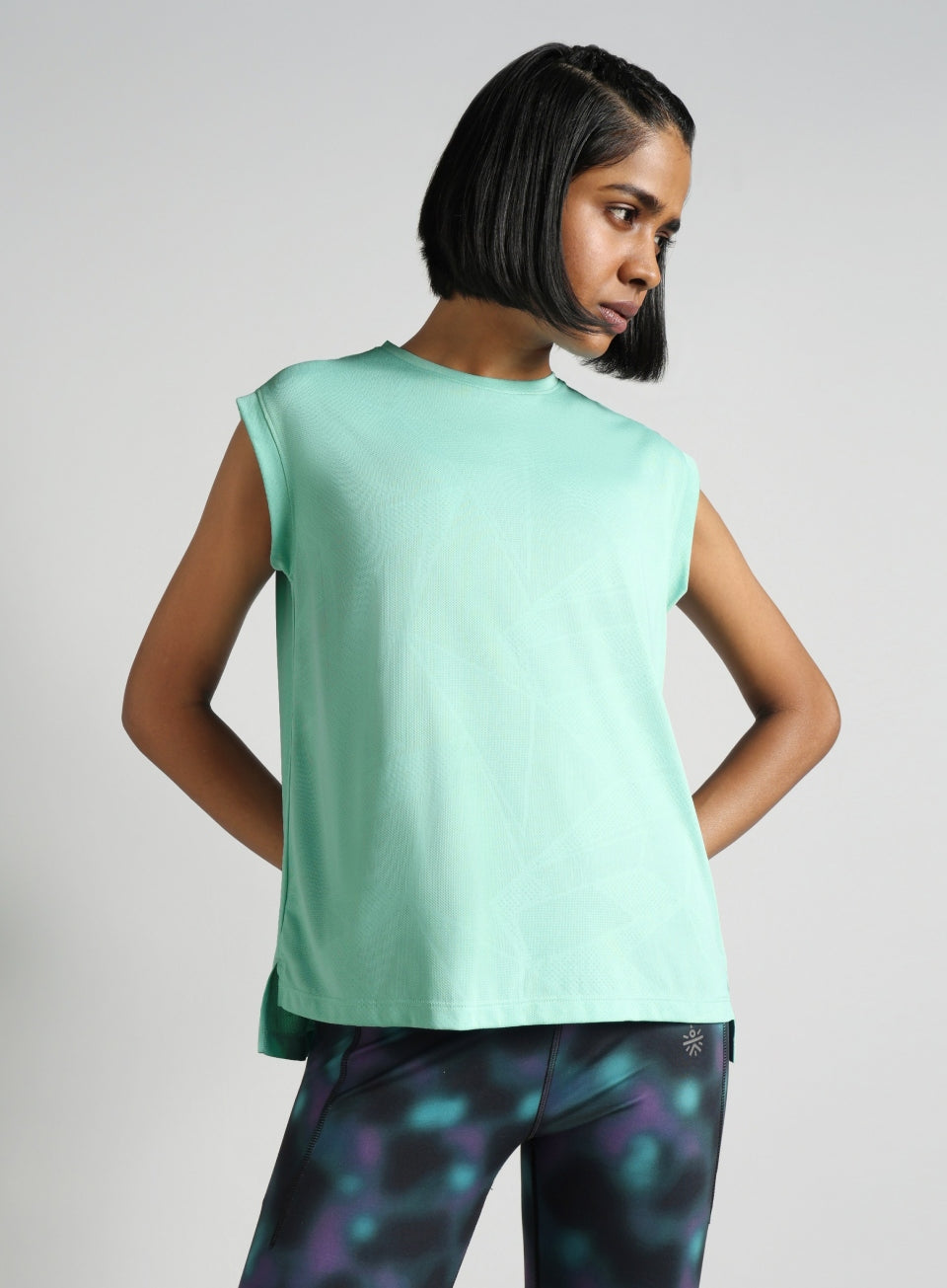 Women's Blue Boxy Fit Training Tank