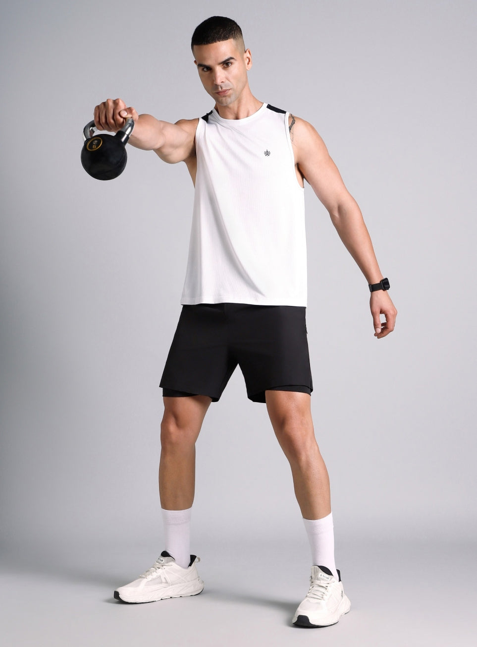 Men's White Train All Day Tank