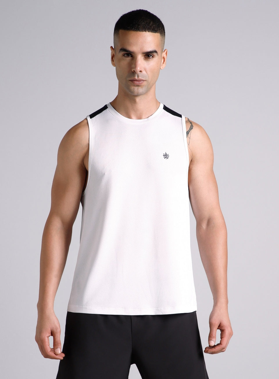 Men's White Train All Day Tank
