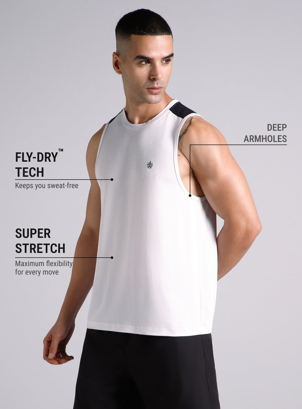 Men's White Train All Day Tank