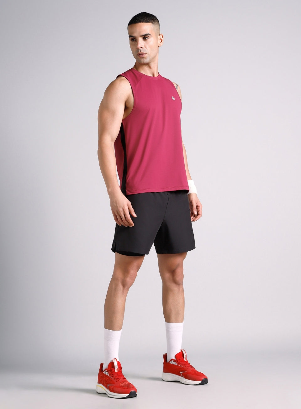 Men's Maroon Pop up Training tank