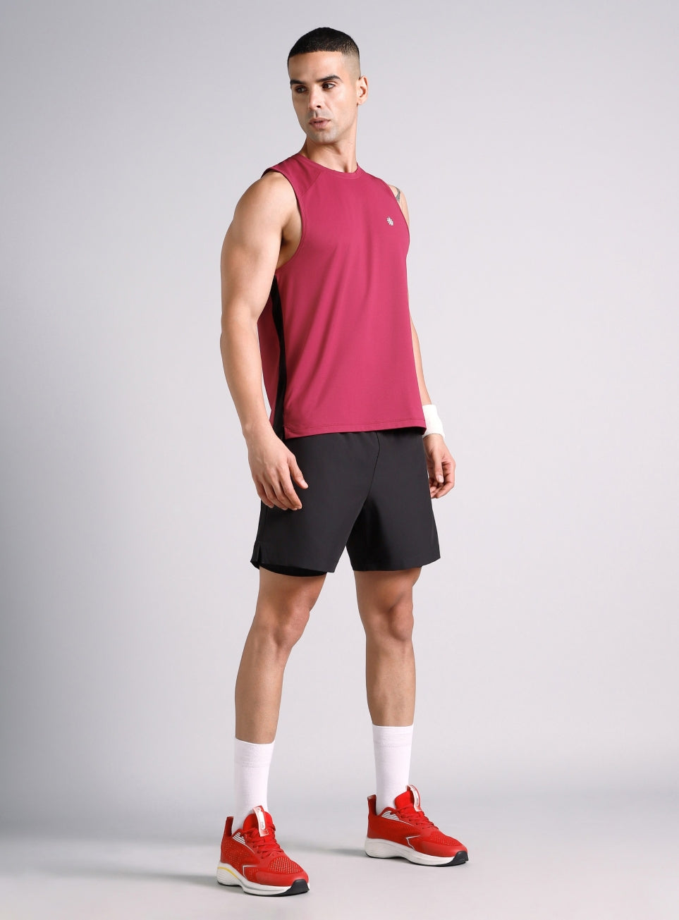 Men's Maroon Pop up Training tank