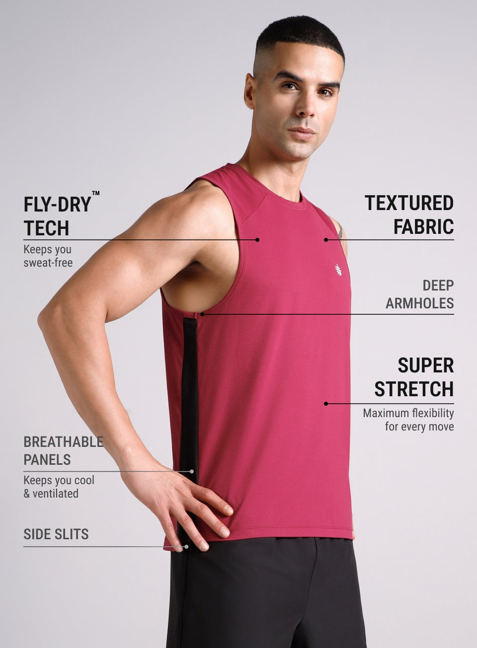 Men's Maroon Pop up Training tank