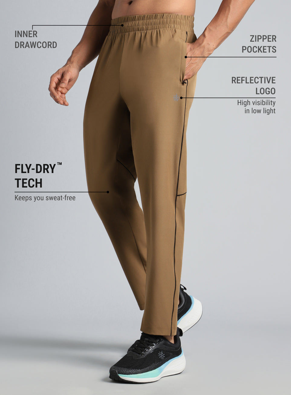Men's Beige Speed Run Trackpants