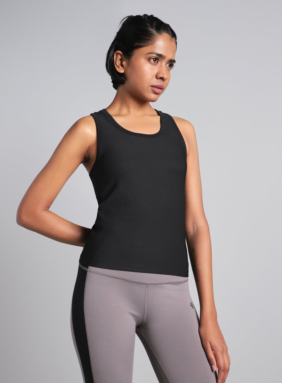 Women's Black Run Built-In Tank Sports Bra