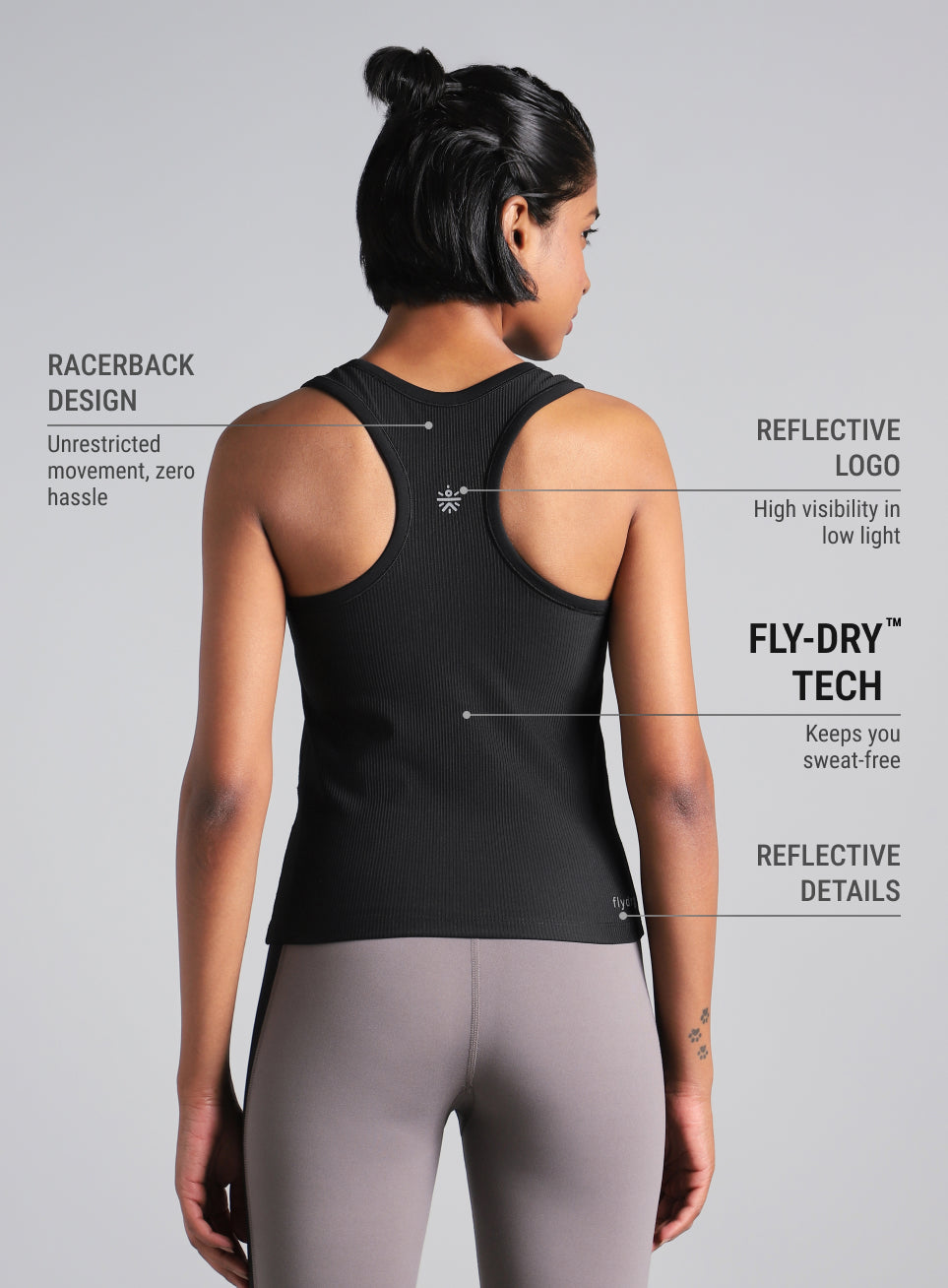 Women's Black Run Built-In Tank Sports Bra