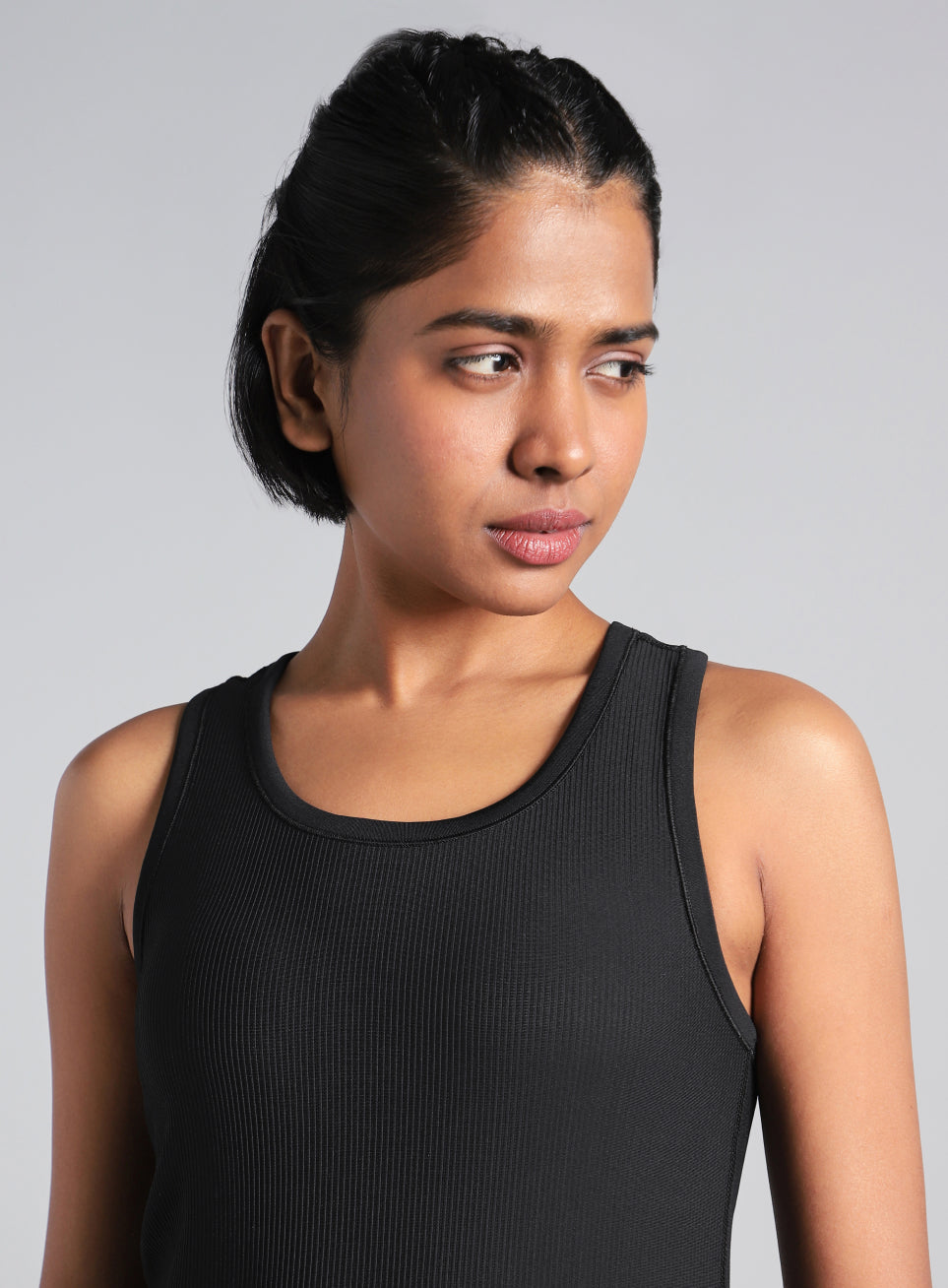 Women's Black Run Built-In Tank Sports Bra