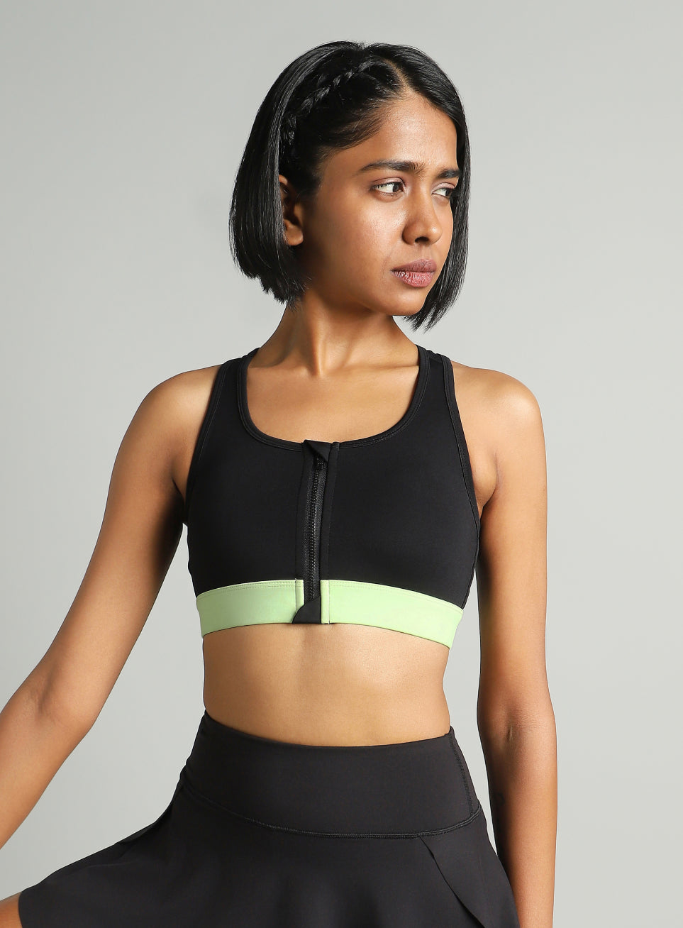 Women's Black Front Zip High Support Training Bra