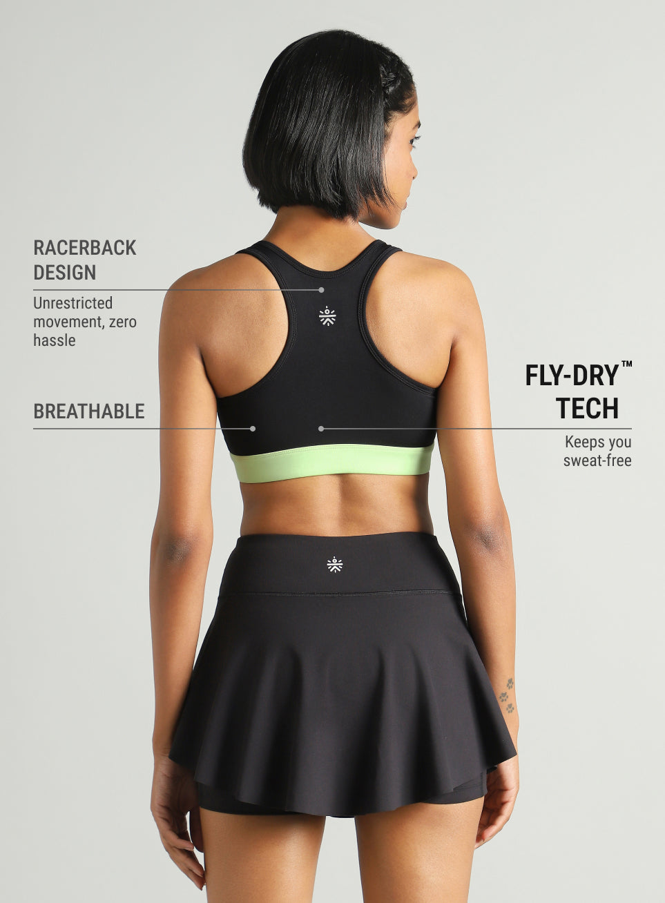 Women's Black Front Zip High Support Training Bra