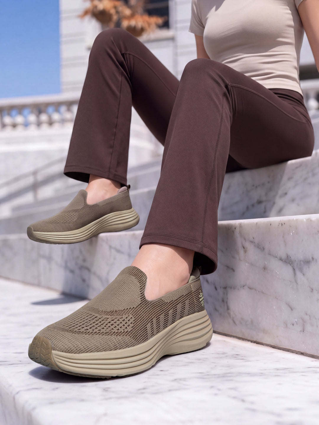 cult Women's PlushStride Walking Shoes - Beige