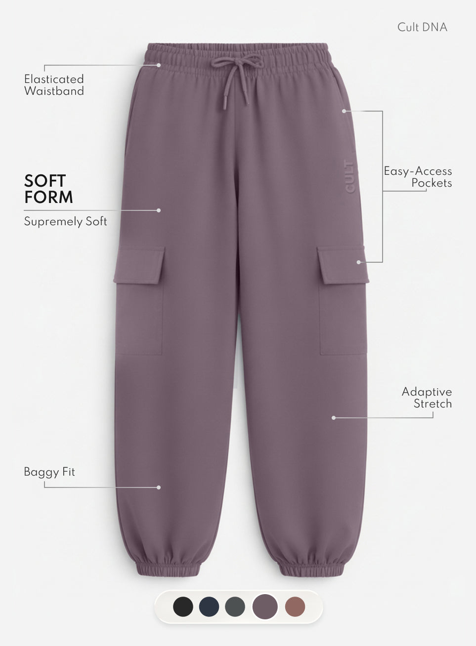 Women's Purple Soft Form Loose Fit Joggers