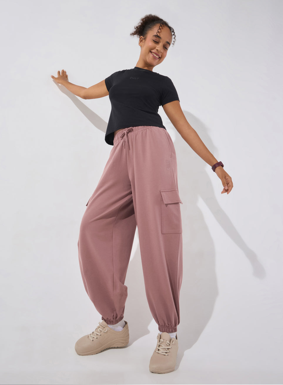 Women's Brown Soft Form Loose Fit Joggers