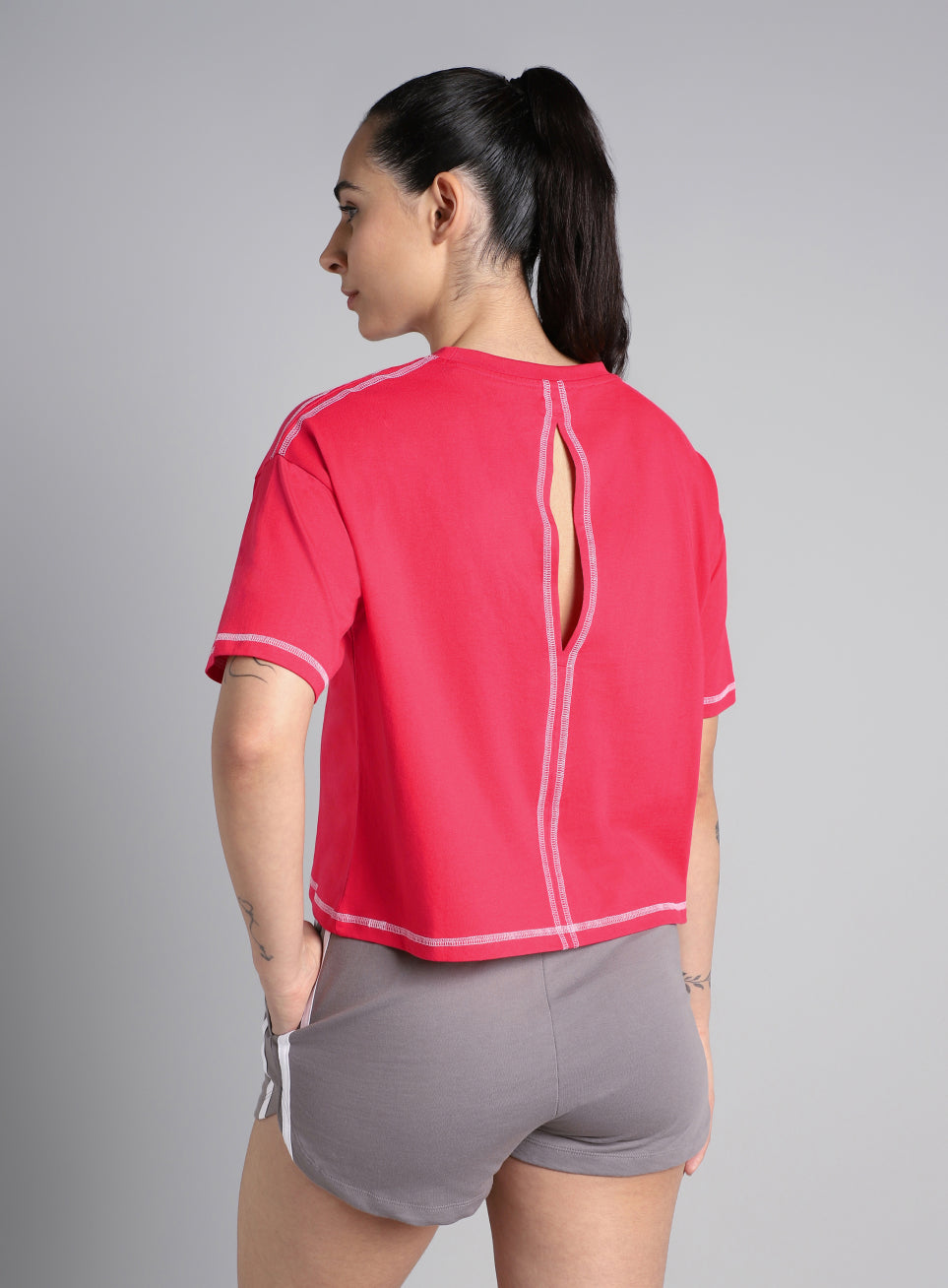 Women's Red Unity Boxy Crop Fit Top