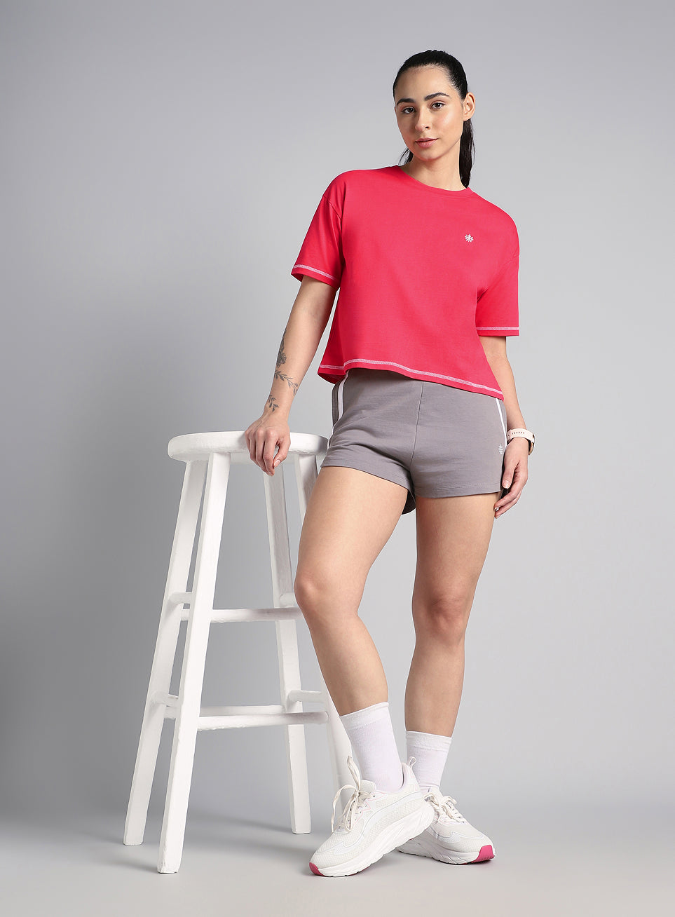 Women's Red Unity Boxy Crop Fit Top