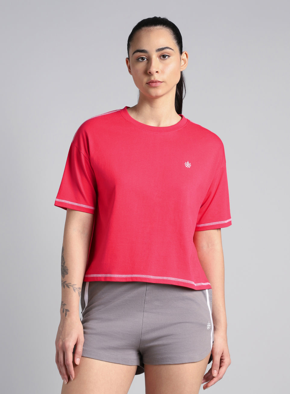 Women's Red Unity Boxy Crop Fit Top