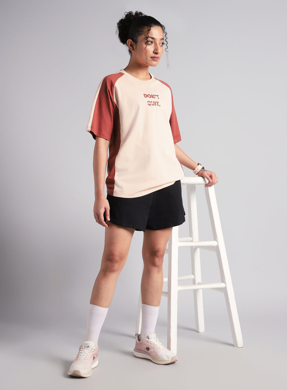 Women's Peach Classic Power Block Oversized Fit T-shirt