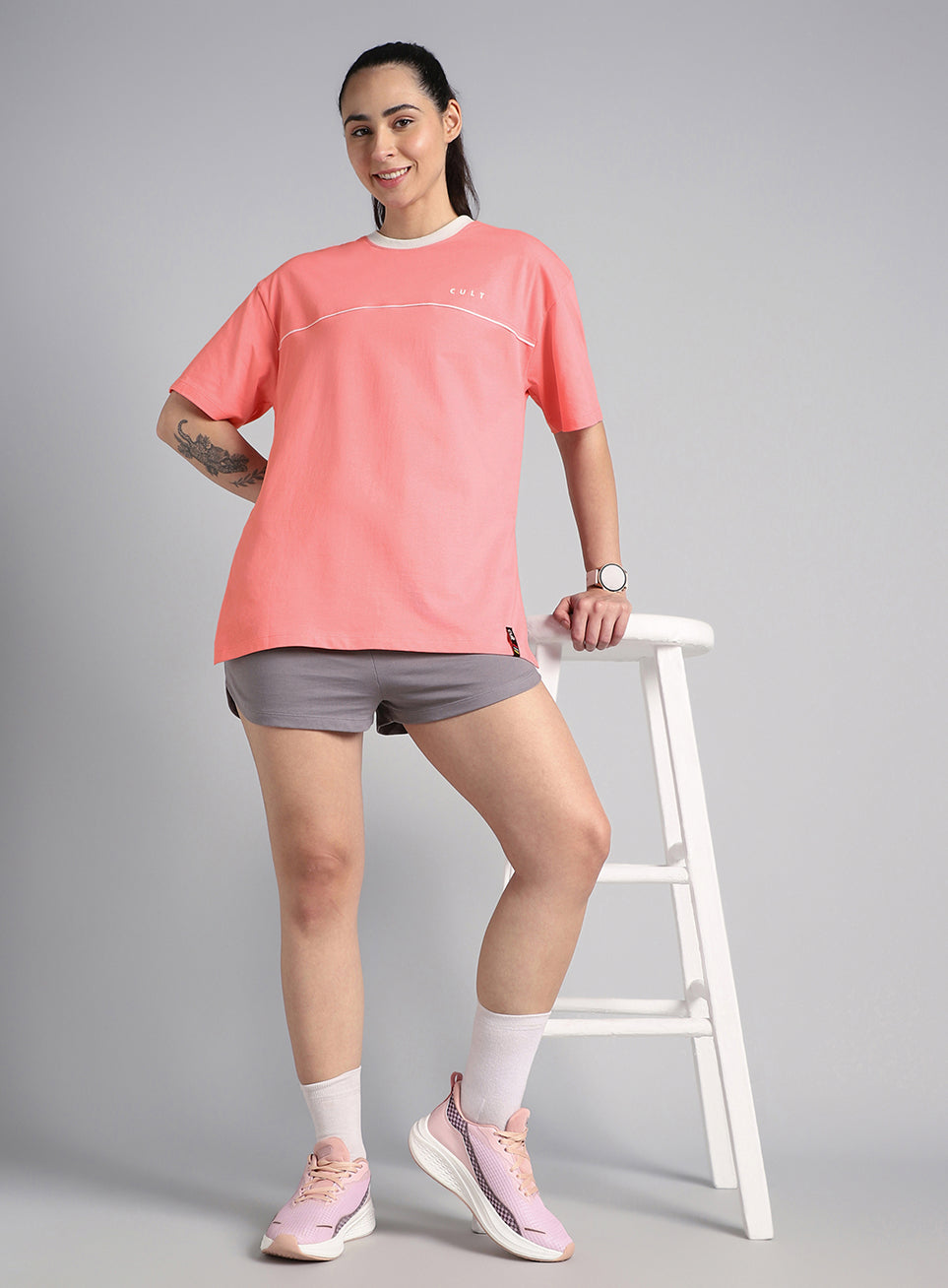 Women's Pink Cult Classic Oversized Fit T-shirt