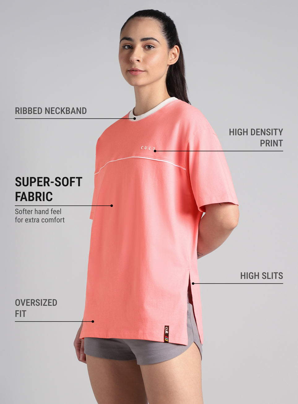 Women's Pink Cult Classic Oversized Fit T-shirt