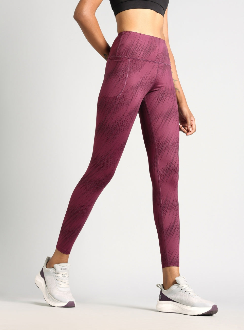 Women's Maroon Train All Day Printed COMflex Tights