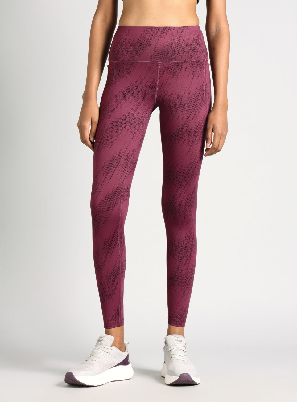 Women's Maroon Train All Day Printed COMflex Tights