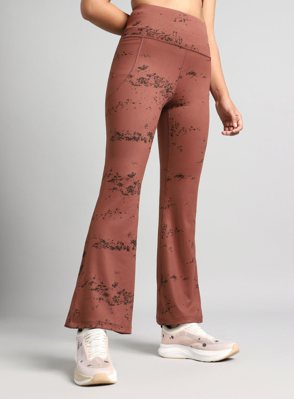 Women's Brown Training Printed COMFlex Flarepants