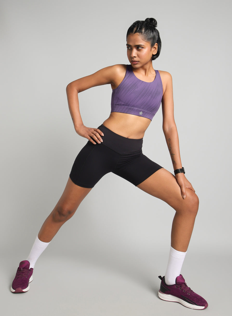 Women's Purple Training Printed High Support Sports Bra