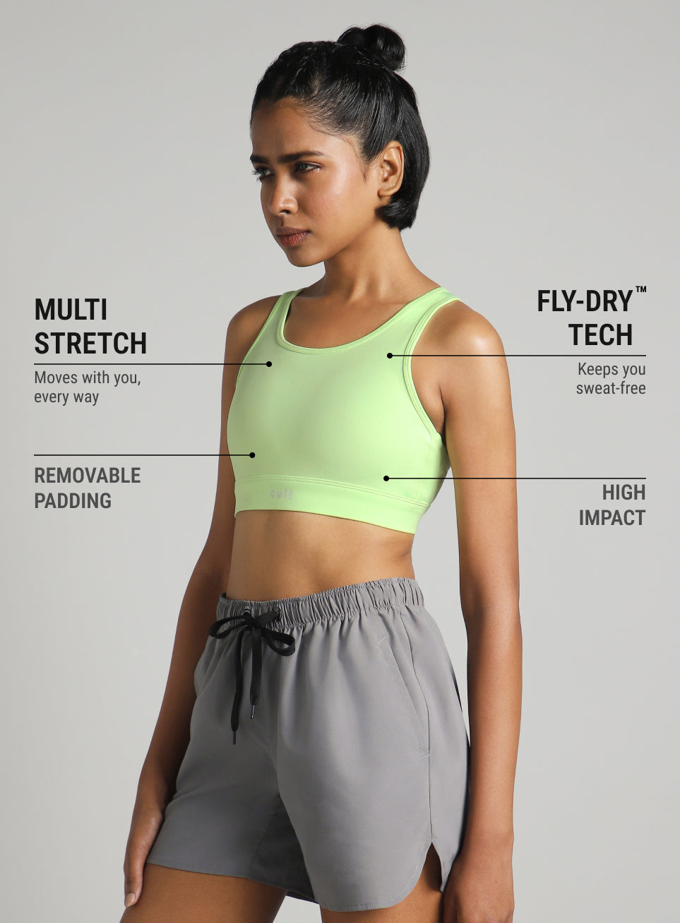 Women's Green Training Criss Cross High Support Bra